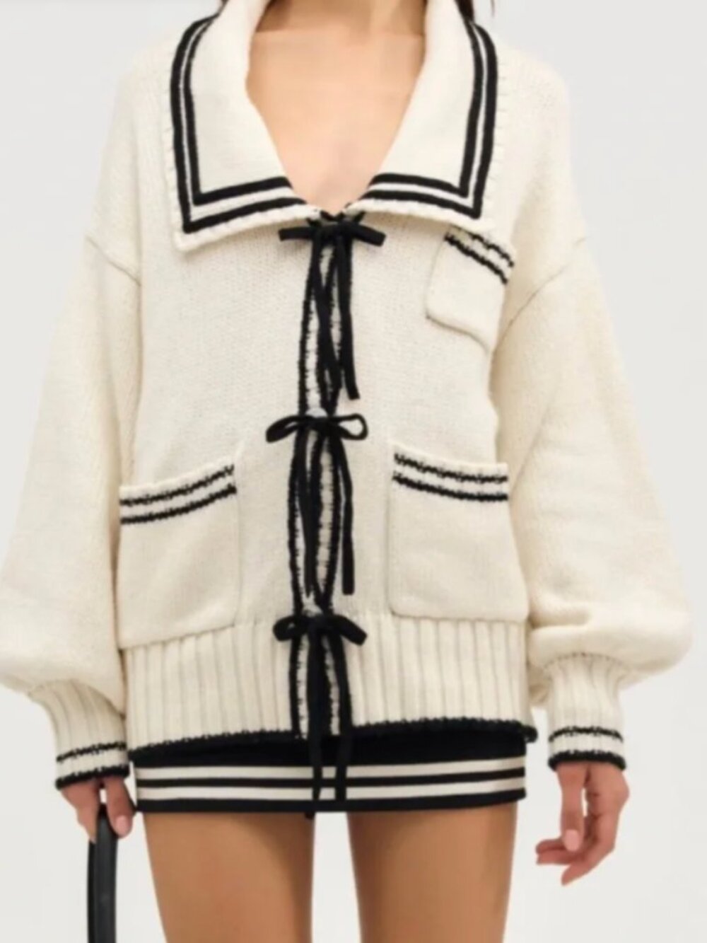 Sold out For Love & Lemons Marina Cream Knit Sailor Cardigan